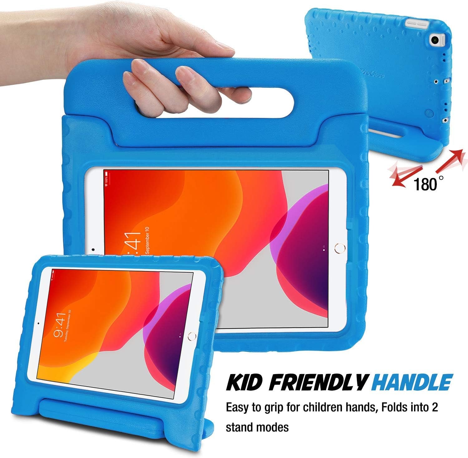 Kids Case for Ipad 9Th Generation/Ipad 8/Ipad 7, Ipad 10.2 Case 2021 2020 2019/Ipad Air 10.5/Ipad Pro 10.5 Kids Case, Shockproof Lightweight Case with Convertible Handle -Blue | 2021