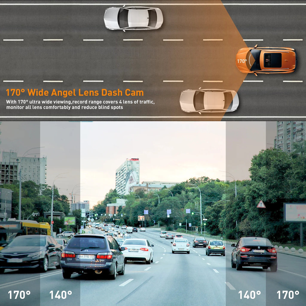 Dash Cam Front and Rear, 1080P Full HD Dash Camera, Dashcam with Night Vision, Car Camera with 3-Inch LCD Display, G-Sensor, Loop Recording, WDR