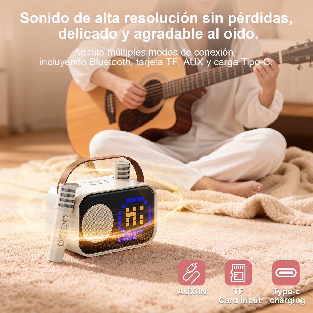Karaoke Machine for Kids Adults, Mini Karaoke Machine for Singing, Portable Party Speaker with Microphone, 15+ Pixel Animation, Kids Toy Gift