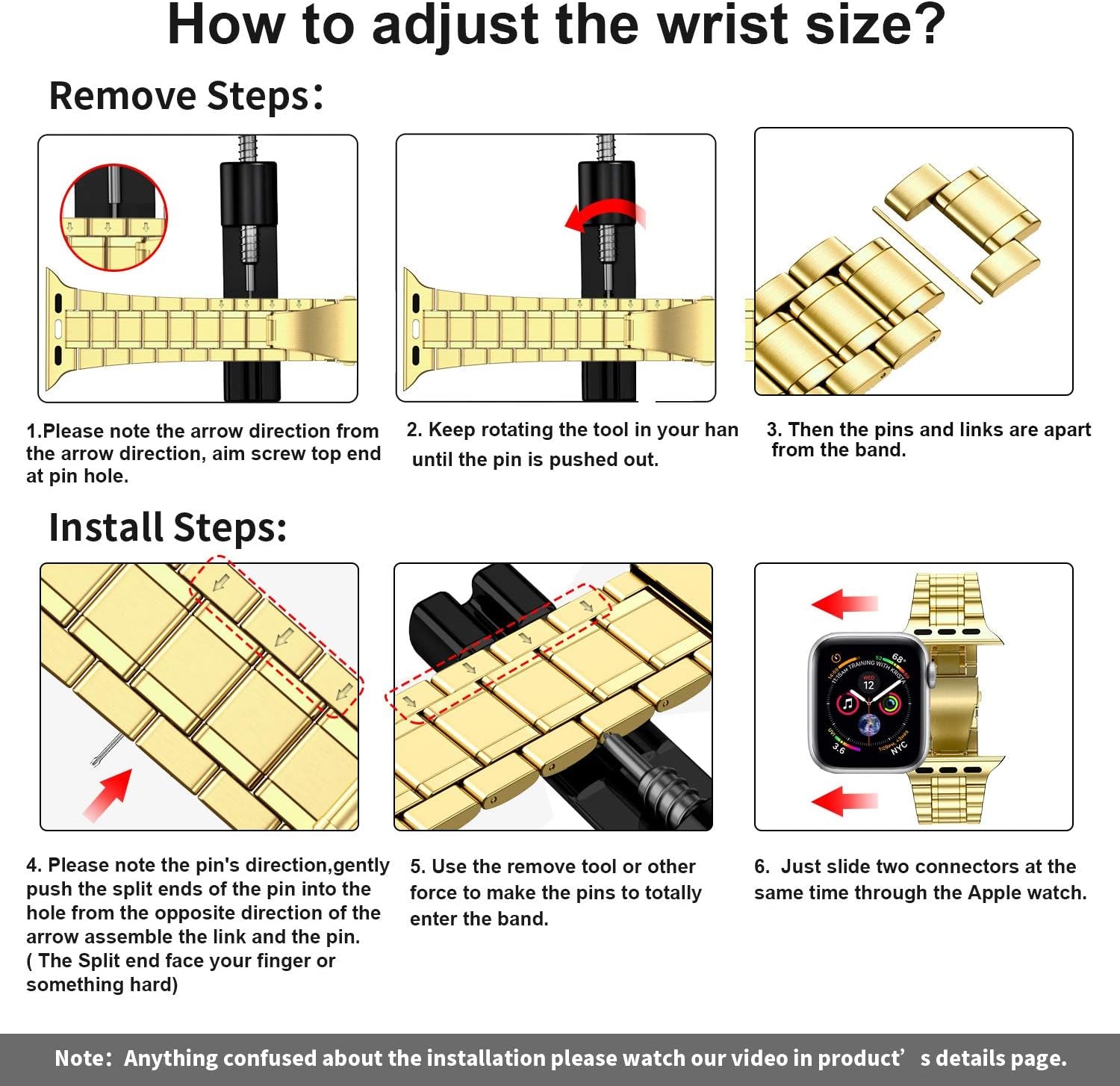 Solid Stainless Steel Bands for Apple Watch 44Mm 42Mm (Series 3/2/1) | Adjustable Metal Strap with Soft TPU Case for Women and Men, Fits Iwatch Bands Series 6 5 4 3 2 1, SE3, SE2, SE, Gold