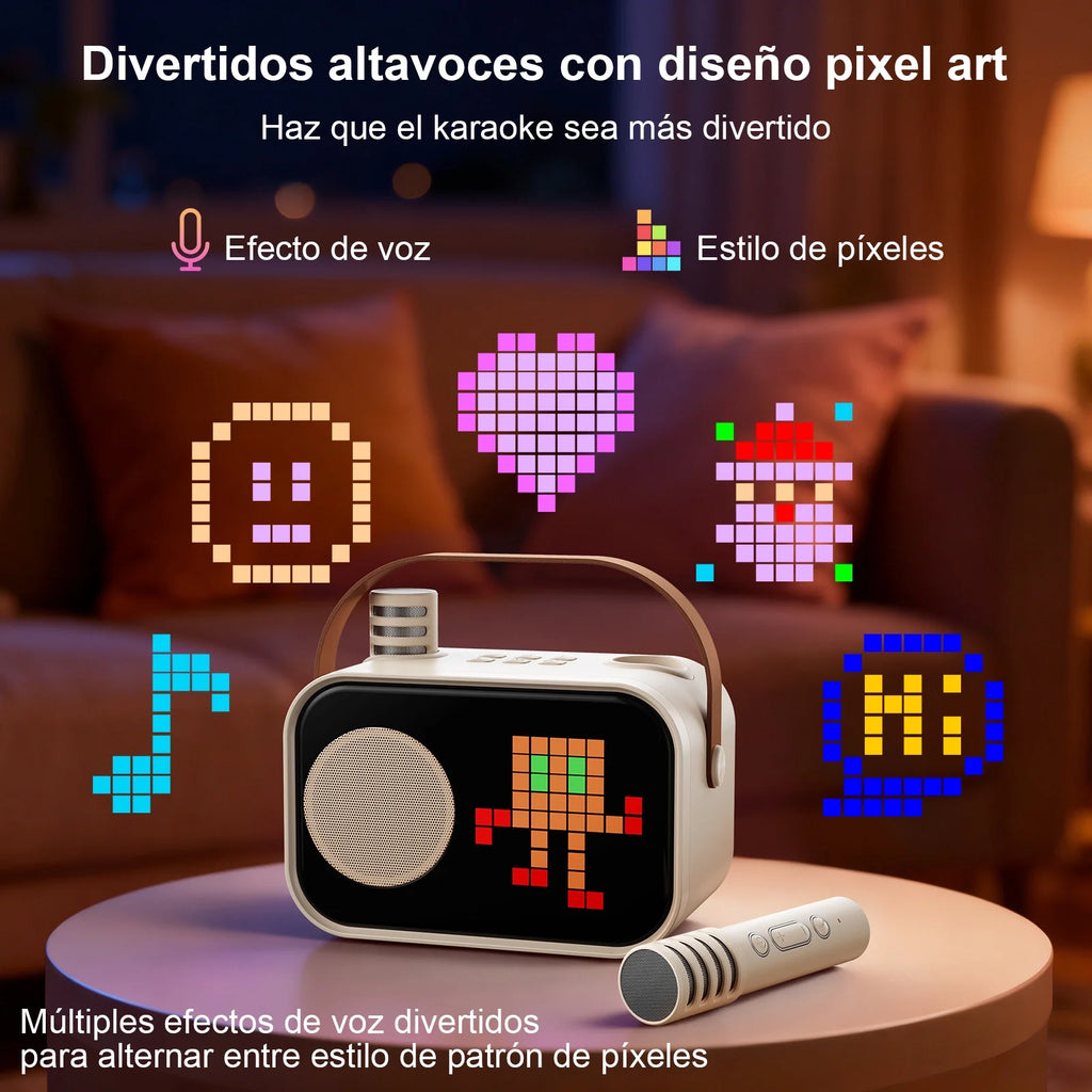 Karaoke Machine for Kids Adults, Mini Karaoke Machine for Singing, Portable Party Speaker with Microphone, 15+ Pixel Animation, Kids Toy Gift