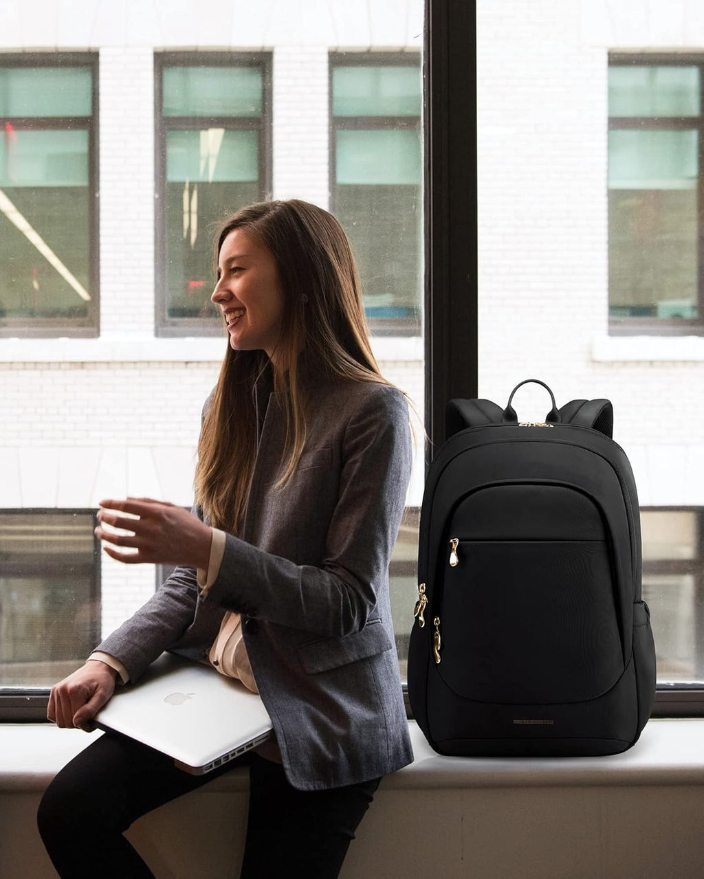 Travel Backpack for Women, 15.6 Inch, Black | Laptop Backpack, USB Charging Hole, Water Resistant, Large Capacity, College Bookbag