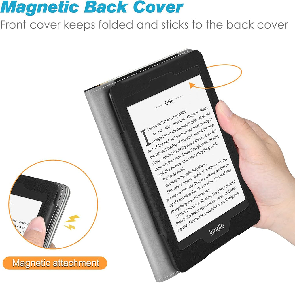 Stand Case for 6" Kindle Paperwhite 10Th Gen 2018, Cloudy Marble | Foldable Kickstand PU Leather Cover, Card Slot &Hand Strap, Auto Sleep/Wake,Also Fit All Paperwhite Generations Prior to 2018