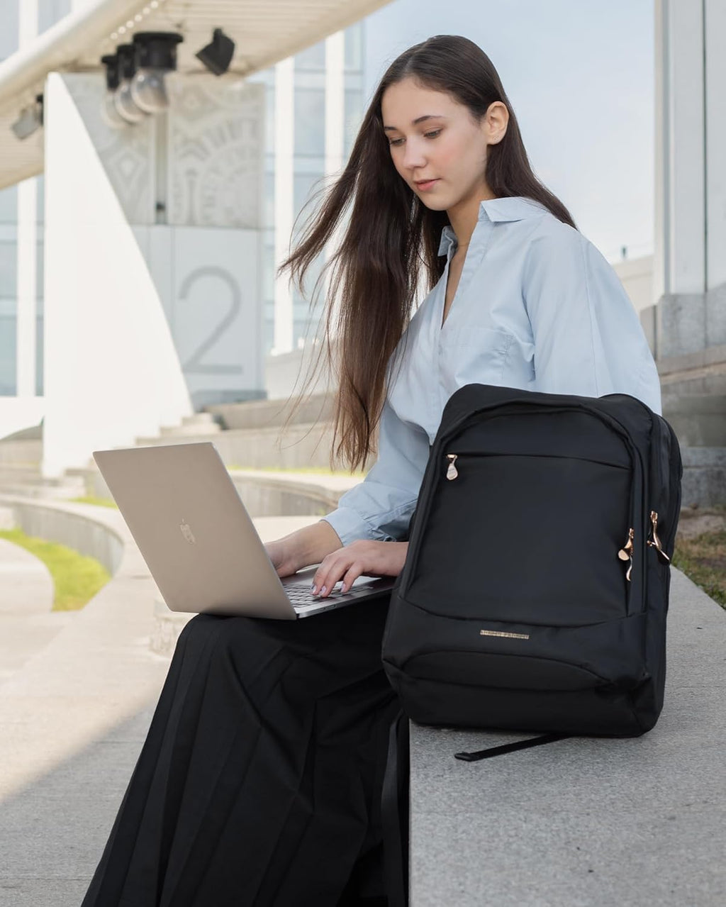 Travel Backpack for Women, 15.6 Inch, Black | Laptop Backpack, USB Charging Hole, Water Resistant, Large Capacity, College Bookbag