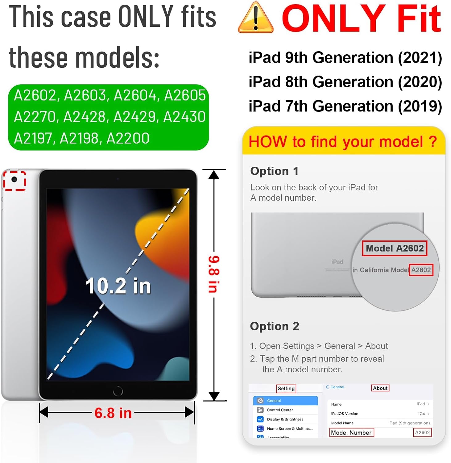 Multi-Angle Viewing Case for Ipad 9Th/8Th/7Th Generation 10.2 Inch | Vegan Leather Folio Stand Cover, Pencil Holder & Storage Pocket, Corner Protection, Auto Wake/Sleep, Ocean Marble