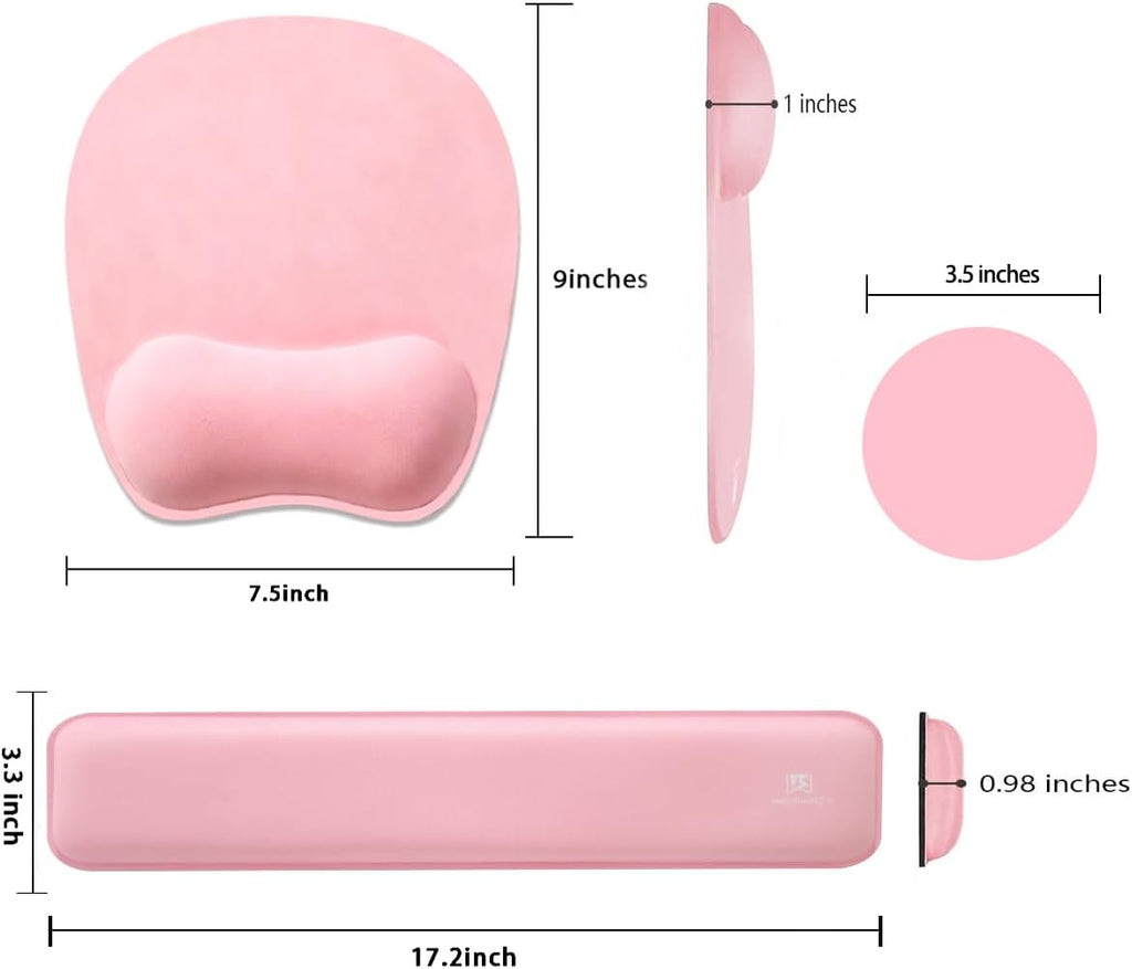 Memory Foam Set Wrist Rest Pad & Mouse Wrist Rest Support,Ergonomic Design for Office,Home,Laptop,Desktop Computer,Gaming Keyboard - Pink