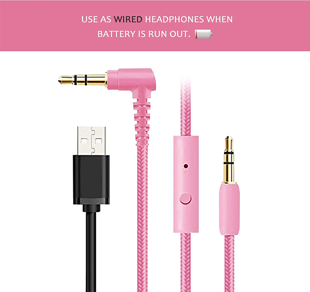 CT-7 Cat Ear Kids Bluetooth Headphones, LED Light up Bluetooth Wireless over Ear Headphones with Microphone and Volume Control for Travel/School/Smartphones/Laptop/Pc/Tv (Pink&Green)