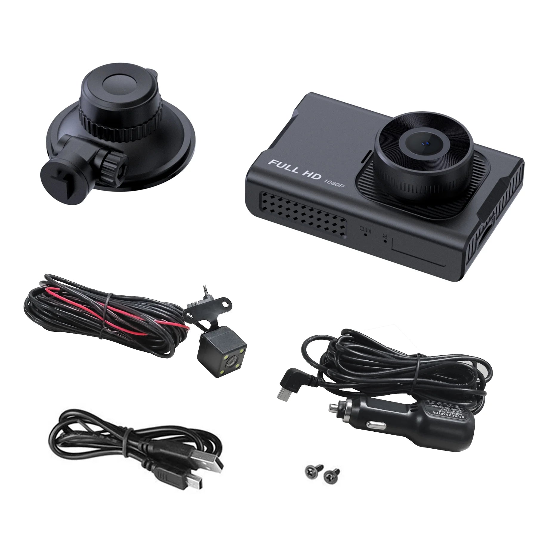 Dash Cam Front and Rear, 1080P Full HD Dash Camera, Dashcam with Night Vision, Car Camera with 3-Inch LCD Display, G-Sensor, Loop Recording, WDR