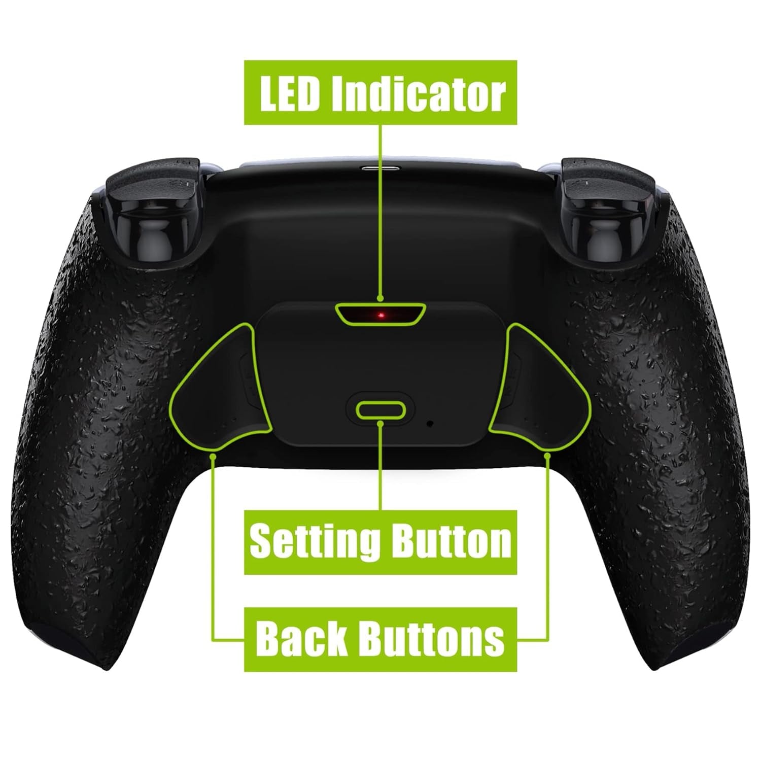 Textured Black Back Paddles Programable Rise V4 Remap Kit for PS5 Controller BDM-030 040 050 060, Upgrade Board Redesigned Back Shell Buttons Attachment for PS5 Controller - NO Controller
