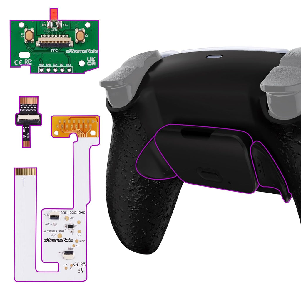 Textured Black Back Paddles Programable Rise V4 Remap Kit for PS5 Controller BDM-030 040 050 060, Upgrade Board Redesigned Back Shell Buttons Attachment for PS5 Controller - NO Controller