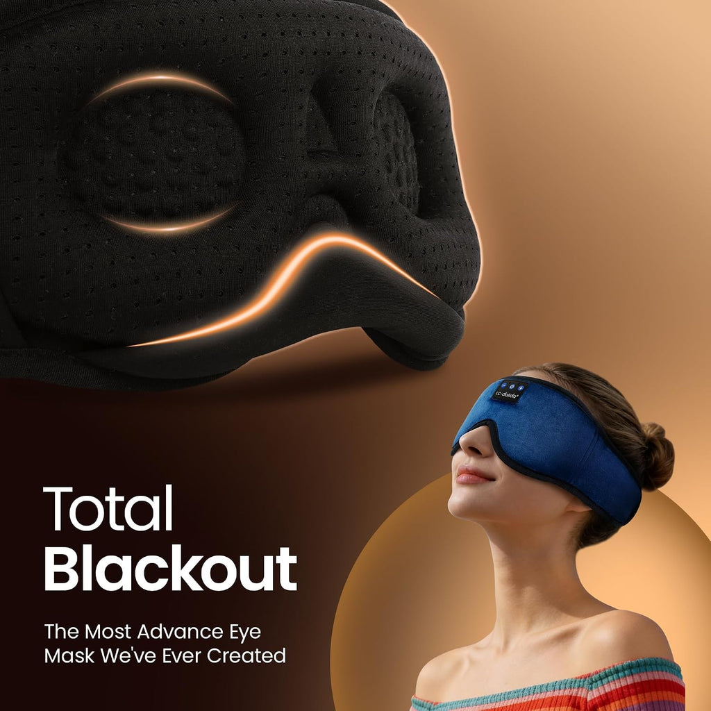 Sleeping Headphones Eye Mask, Sleep Mask with Bluetooth Headphones 3D Eye Mask Wireless Music Cotton Sleep Cover for Side Sleepers Nap Insomnia Air Travel Meditation Gifts for Unisex