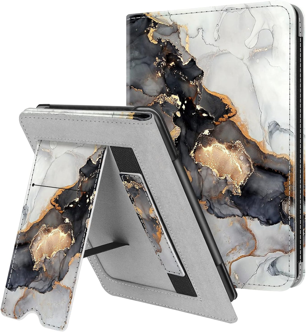 Stand Case for 6" Kindle Paperwhite 10Th Gen 2018, Cloudy Marble | Foldable Kickstand PU Leather Cover, Card Slot &Hand Strap, Auto Sleep/Wake,Also Fit All Paperwhite Generations Prior to 2018