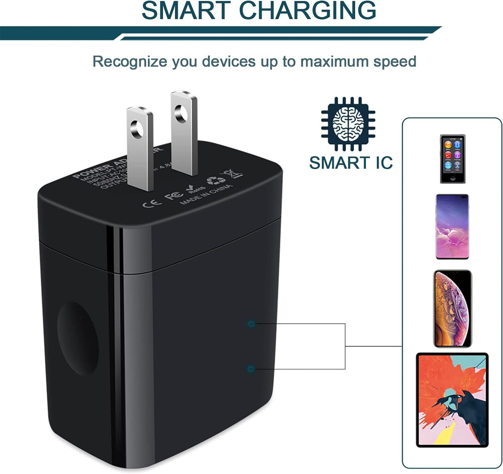 Wall Charger, USB Charger Adapter,  4.8A 4Multi Port Fast Charging | USBA Station Power Base Block Plug Cube Brick for Iphone 17 16 15 14 SE 13 12 Pro Max/X/Plus, Samsung A17/S25/S26 Kindle Plug