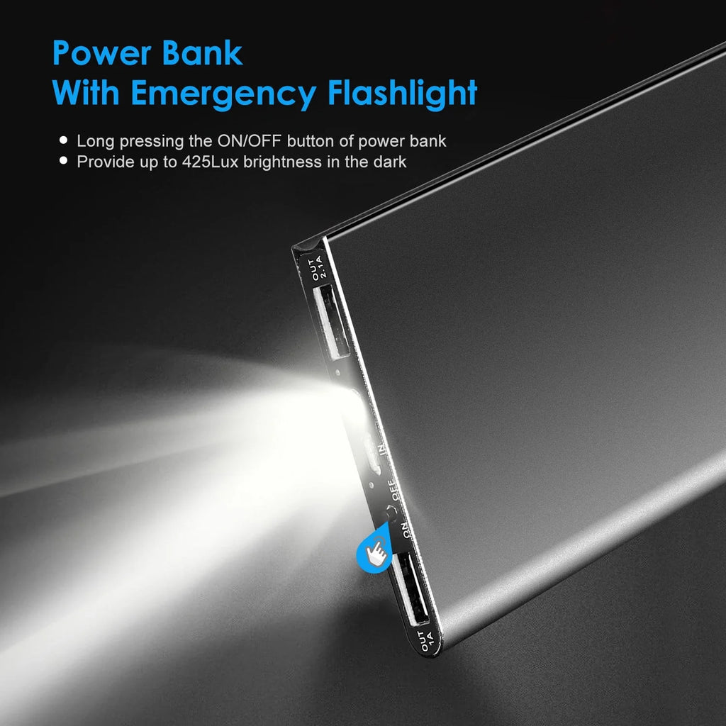 20000Mah Power Bank for Heated Vest Portable Charger 5V 2.1A Dual USB Ports Battery Pack for Heated Blanket Clothing Black