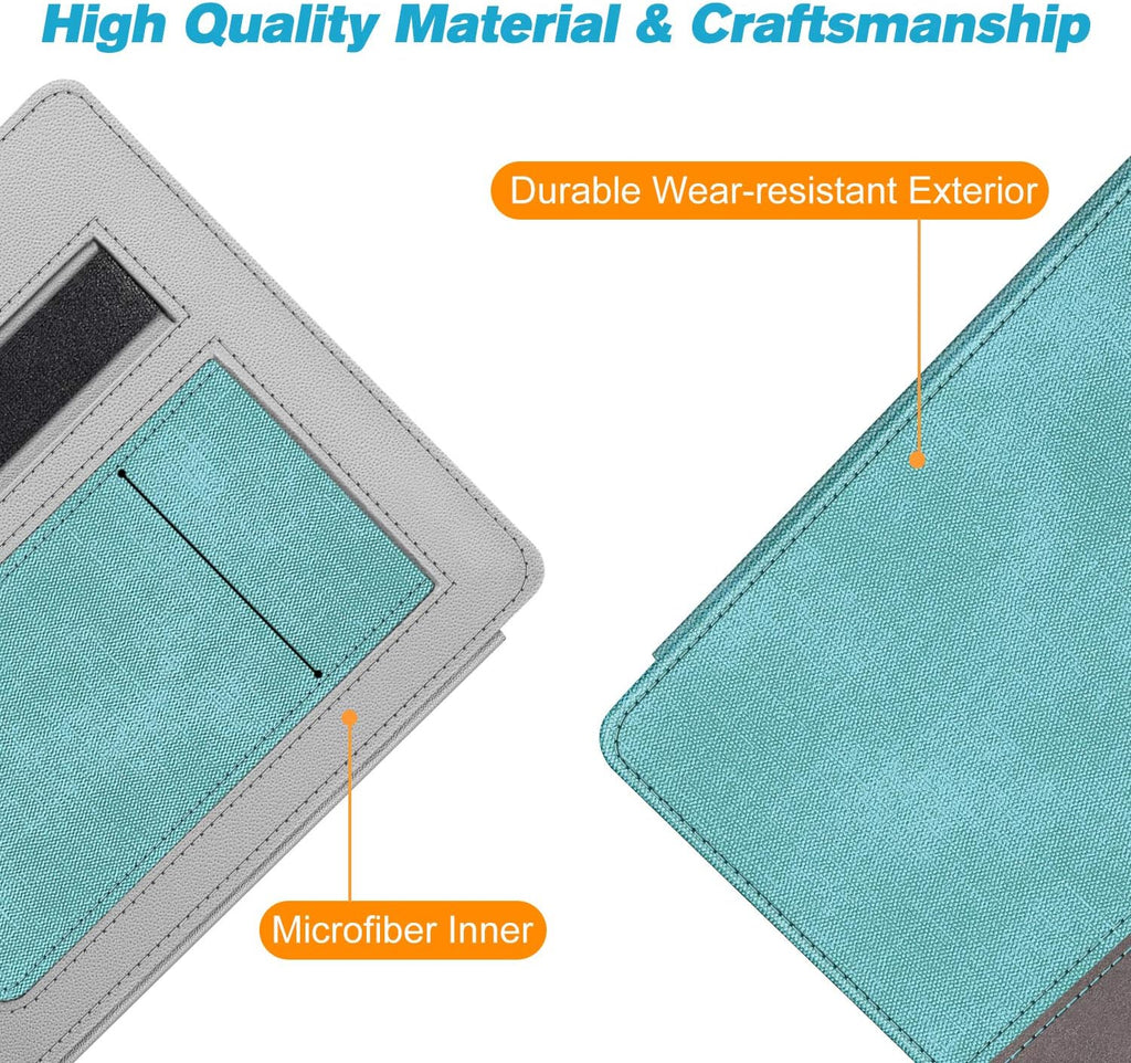 Stand Case for 7" Kindle Oasis 10Th/9Th Gen 2019/2017, Turquoise | Foldable Kickstand PU Leather Hard Back Shell Cover, Built-In Card Slot and Hand Strap, Auto Sleep/Wake