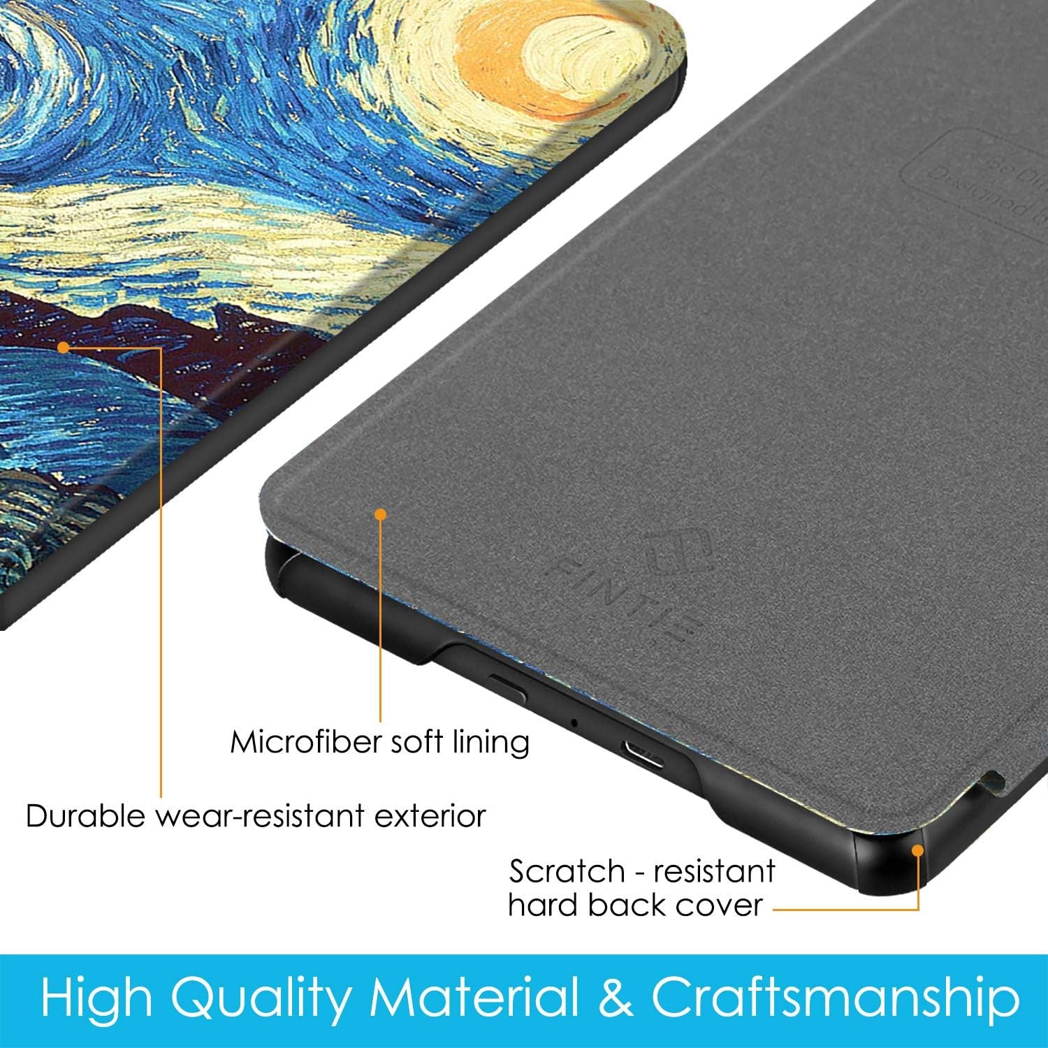 Slimshell Case for 6" Kindle Paperwhite 10Th Gen 2018, Starry Night | Slim Lightweight Cover, Premium PU Leather with Hard Back Shell, Magnetic Closure, Auto Wake/Sleep
