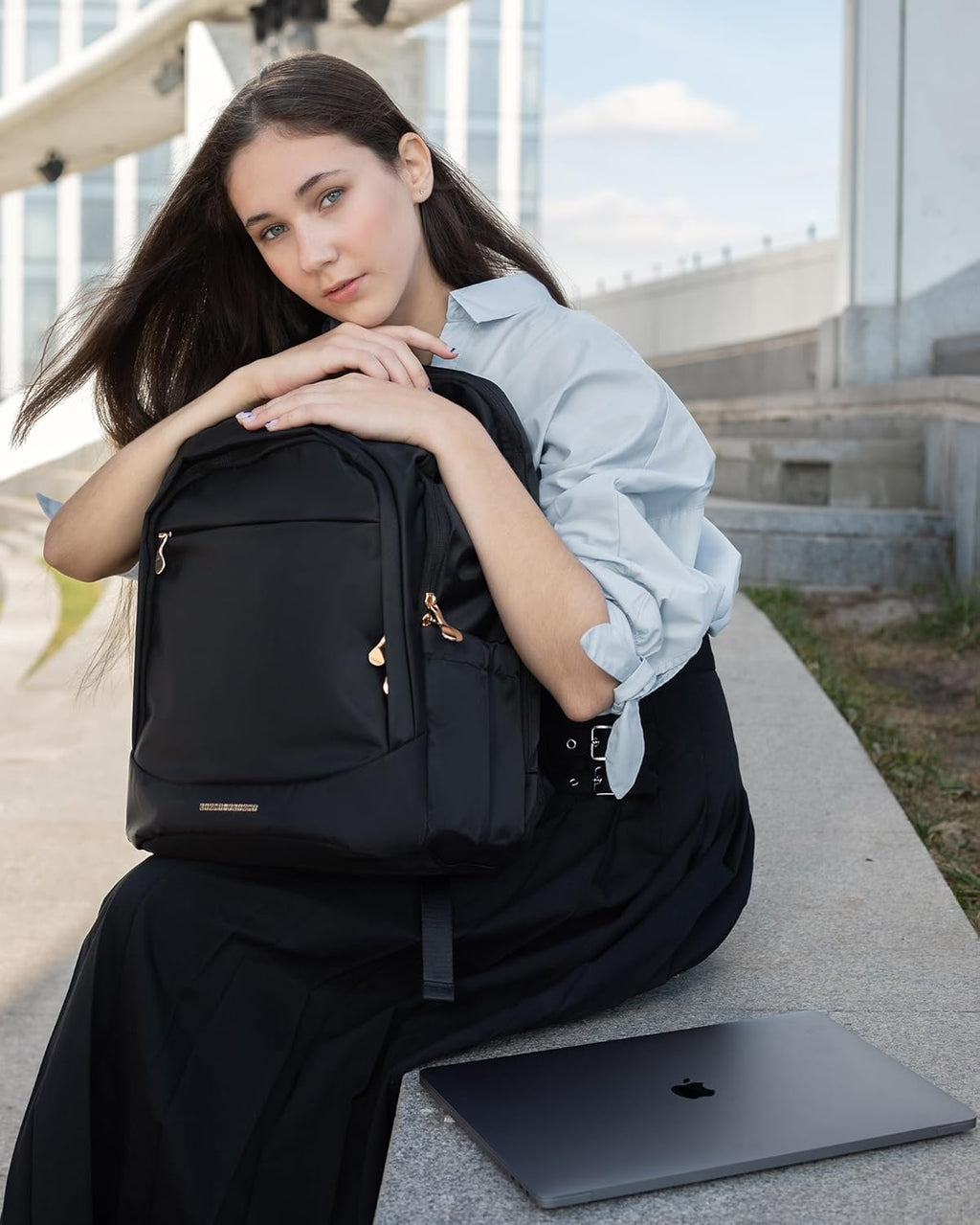 Travel Backpack for Women, 15.6 Inch, Black | Laptop Backpack, USB Charging Hole, Water Resistant, Large Capacity, College Bookbag