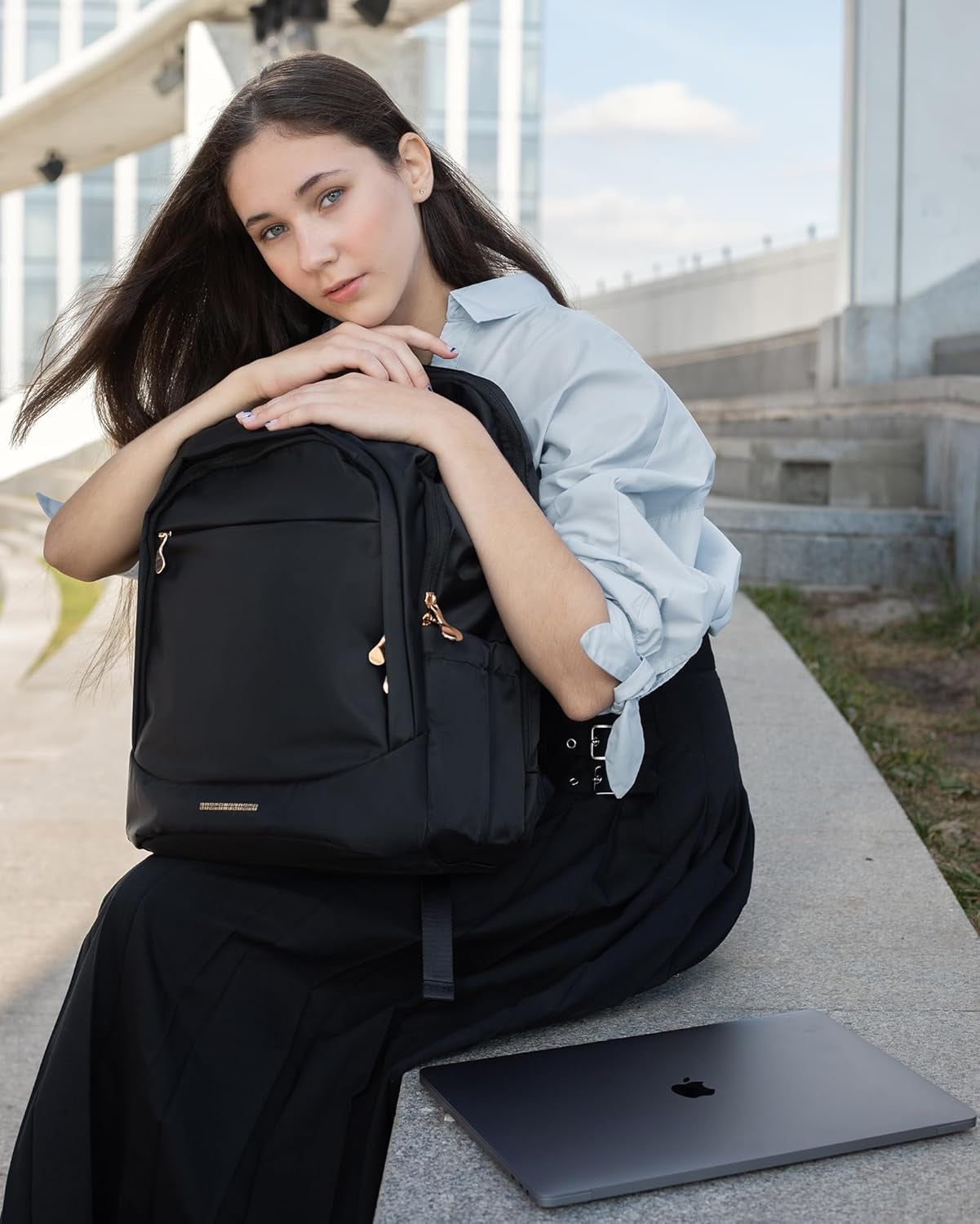 Travel Backpack for Women, 15.6 Inch, Black | Laptop Backpack, USB Charging Hole, Water Resistant, Large Capacity, College Bookbag