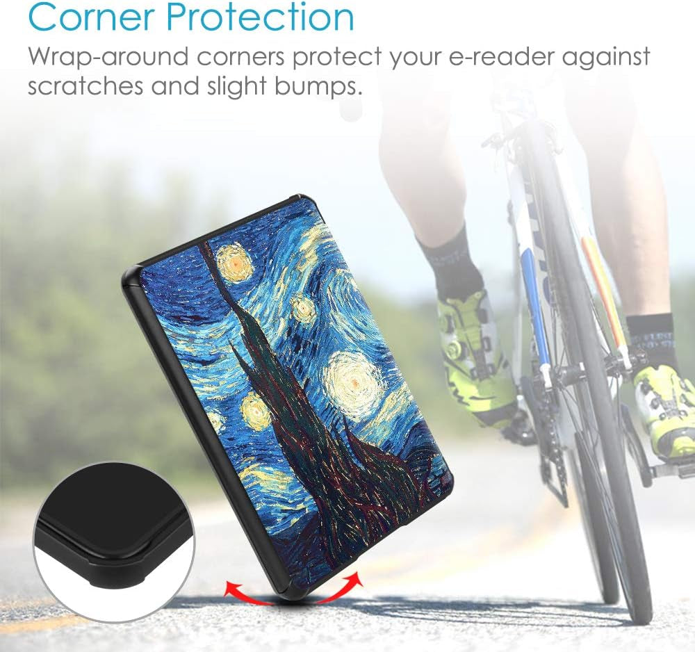 Slimshell Case for 6" Kindle Paperwhite 10Th Gen 2018, Starry Night | Slim Lightweight Cover, Premium PU Leather with Hard Back Shell, Magnetic Closure, Auto Wake/Sleep
