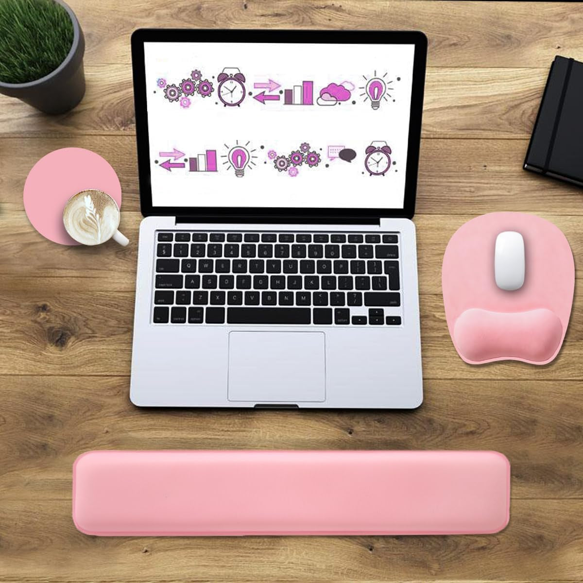 Memory Foam Set Wrist Rest Pad & Mouse Wrist Rest Support,Ergonomic Design for Office,Home,Laptop,Desktop Computer,Gaming Keyboard - Pink