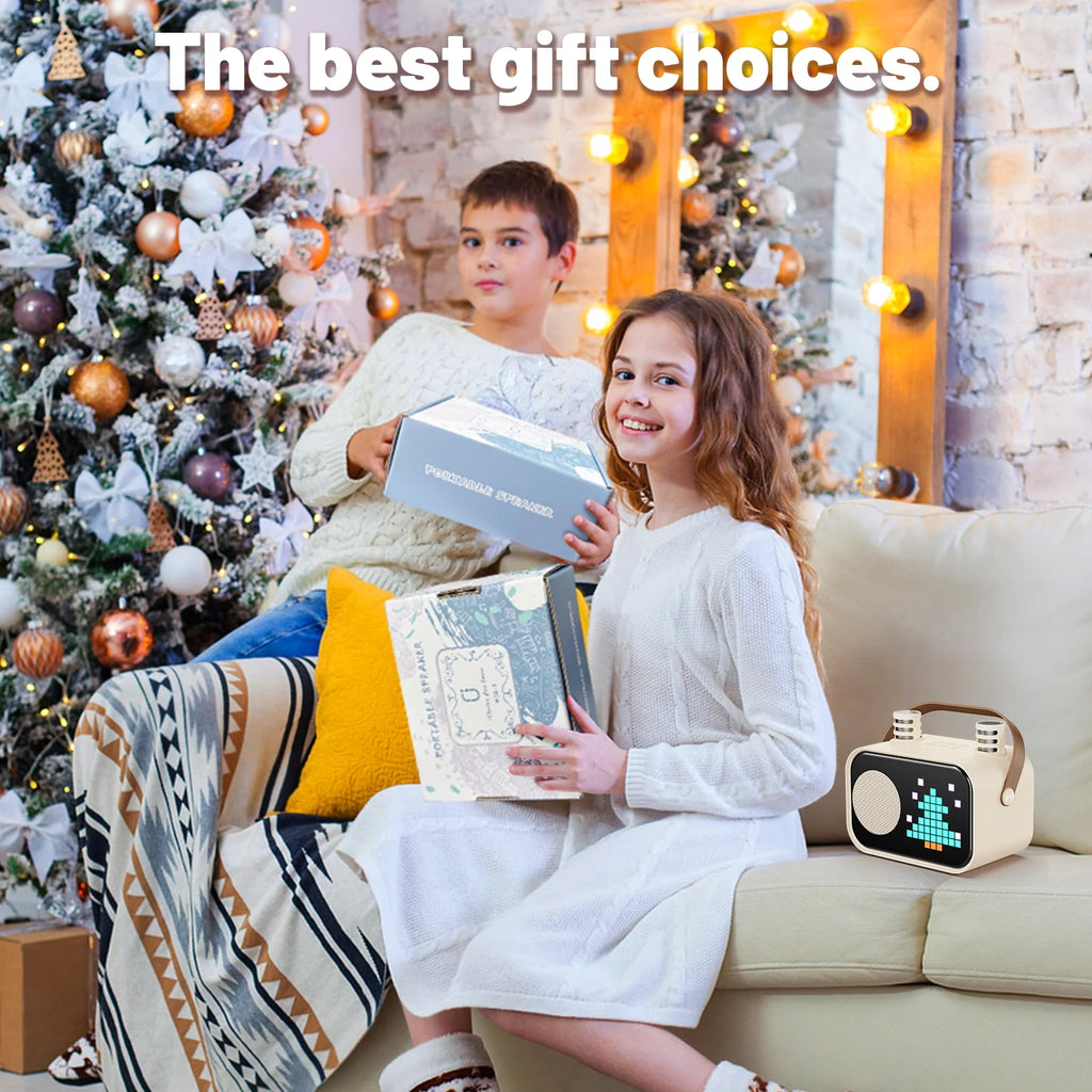 Karaoke Machine for Kids Adults, Mini Karaoke Machine for Singing, Portable Party Speaker with Microphone, 15+ Pixel Animation, Kids Toy Gift
