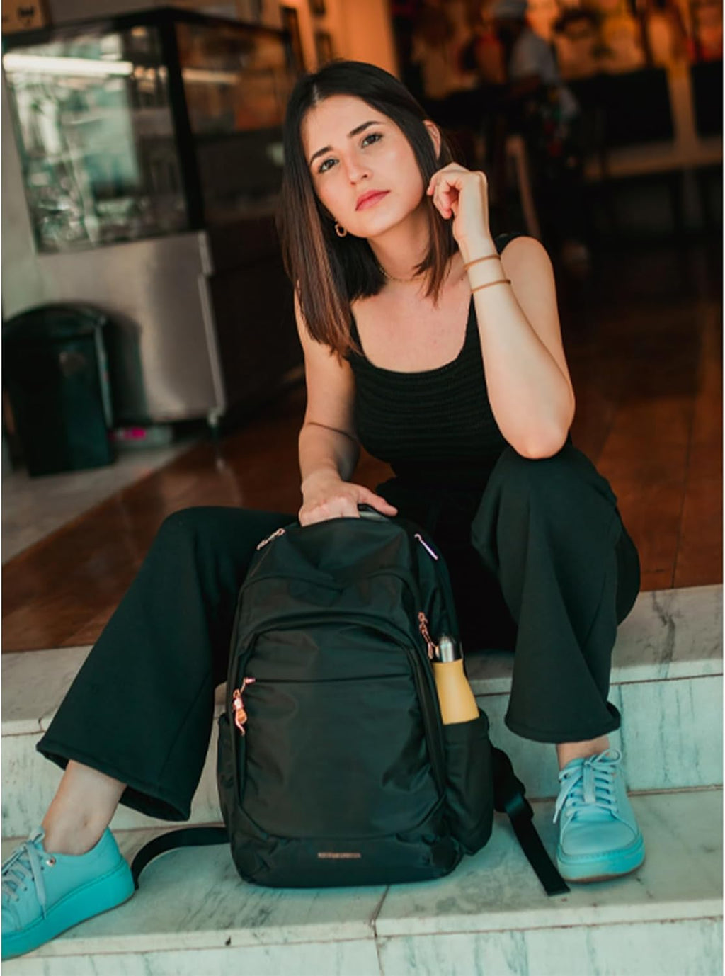 Travel Backpack for Women, 15.6 Inch, Black | Laptop Backpack, USB Charging Hole, Water Resistant, Large Capacity, College Bookbag