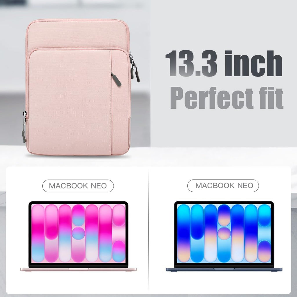 Sleeve Case with Shoulder Strap for Laptop, 13.3-14", Pink | Fit Macbook Neo 13 Inch 2026 Model A3404 with A18 Pro Chip, Carrying Case with Shoulder Strap