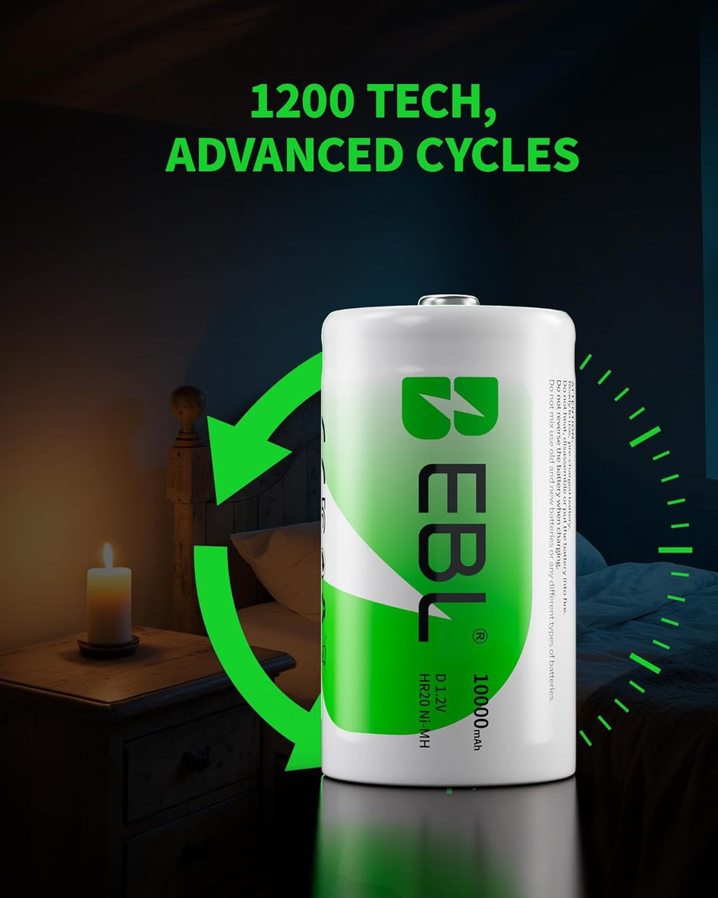 D Cell Batteries 10,000Mah Ultra Pro Ni-Mh Rechargeable D Batteries, 4-Pack | 10000Mah Ni-Mh Compatiable with Flashlights, Radios, Portable Speakers, Mercury-Free, 1200 Cycles