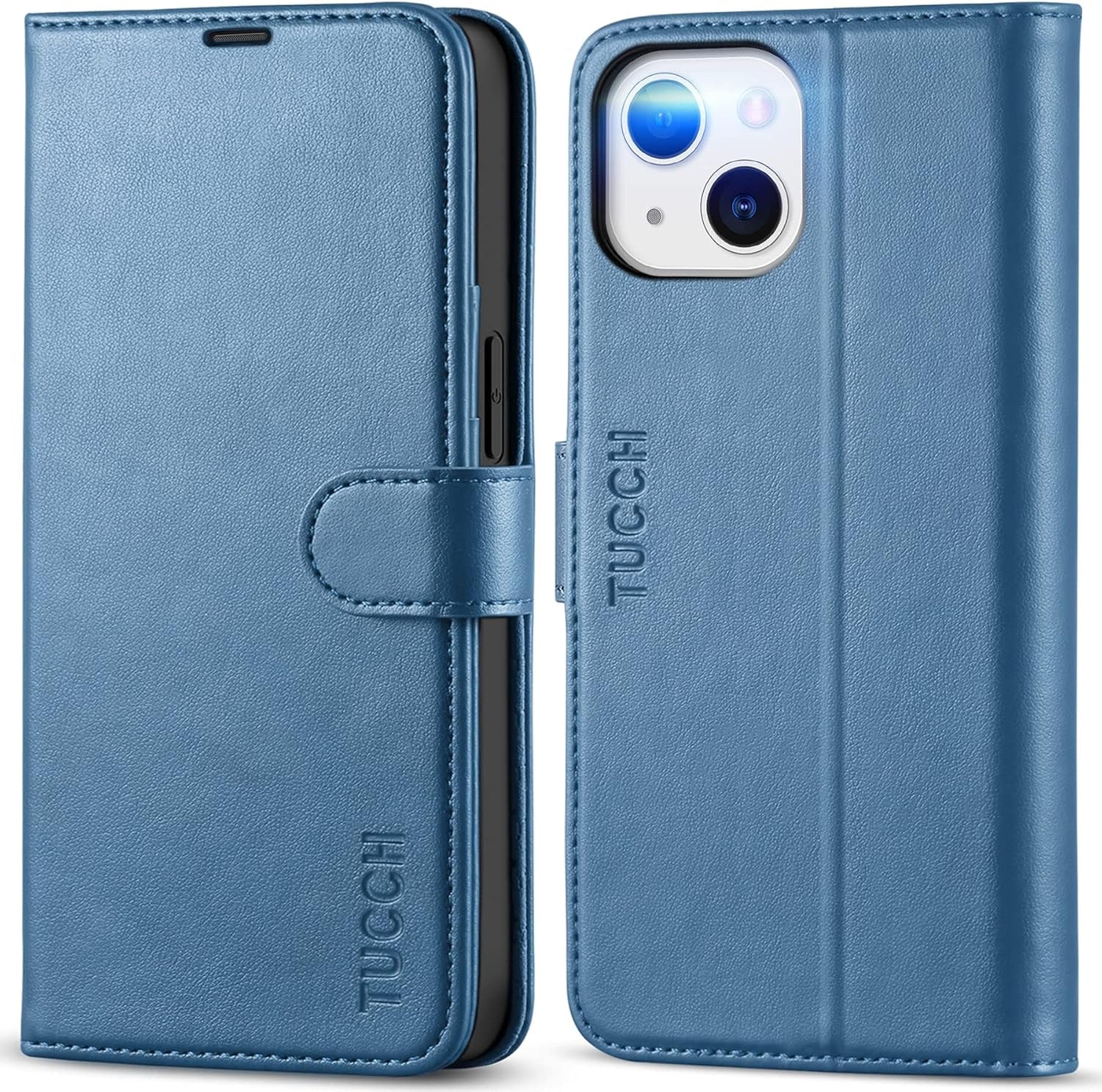 Wallet Case for Iphone 13 (6.1") 2021, Flip Stand, Lake Blue | RFID Blocking, 3 Card Holders, Kickstand, PU Leather, Shockproof TPU Shell, Magnetic Closure, Protective Folio Cover