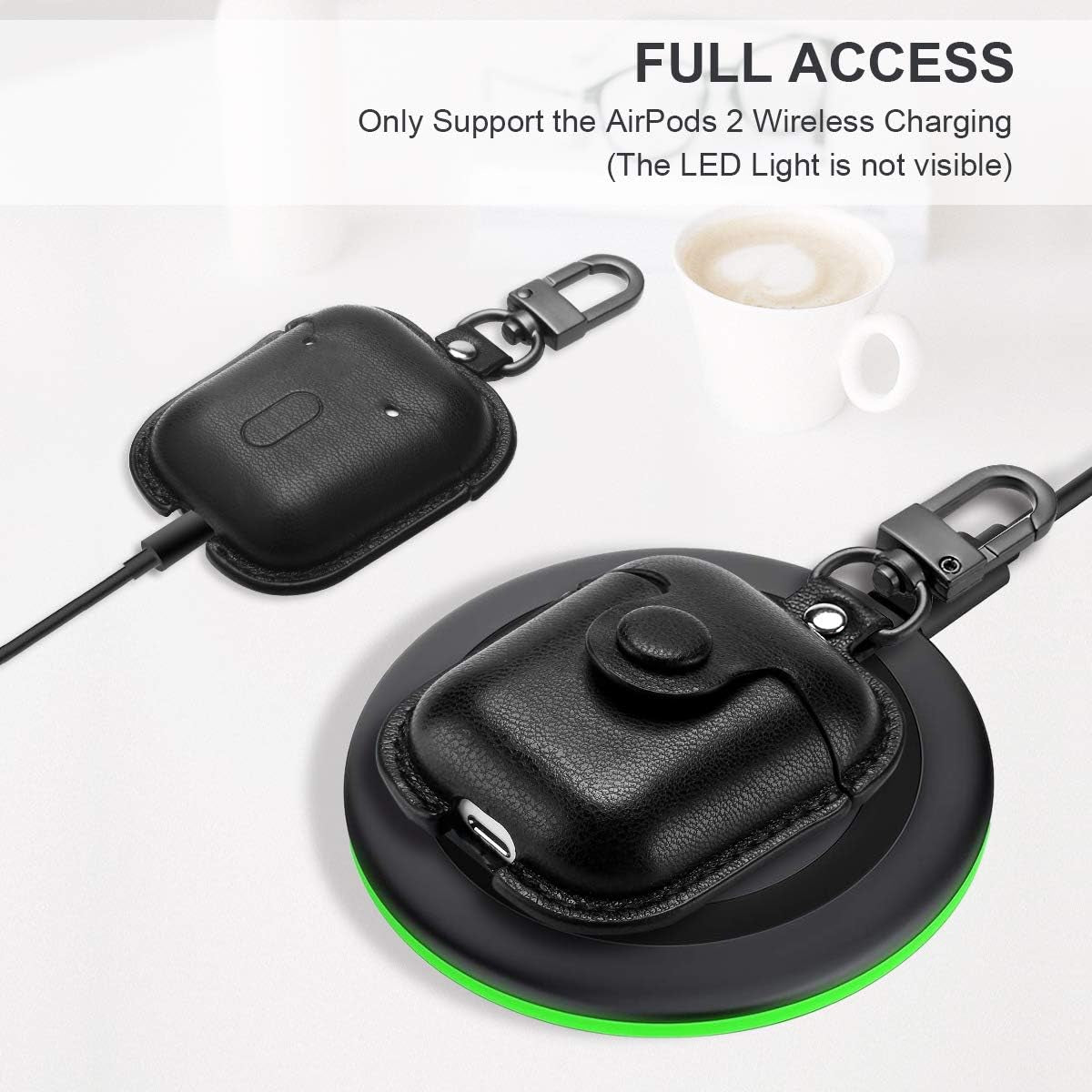 For Airpods 1/2 Case Case Leather with Keychain, Black | Soft PU Shockproof Protective Cover with Storage Bag Compatible with Airpods 1St & 2Nd