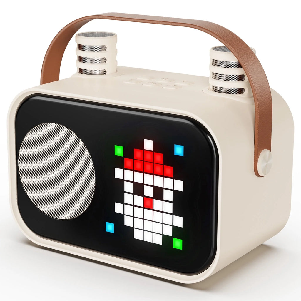 Karaoke Machine for Kids Adults, Mini Karaoke Machine for Singing, Portable Party Speaker with Microphone, 15+ Pixel Animation, Kids Toy Gift