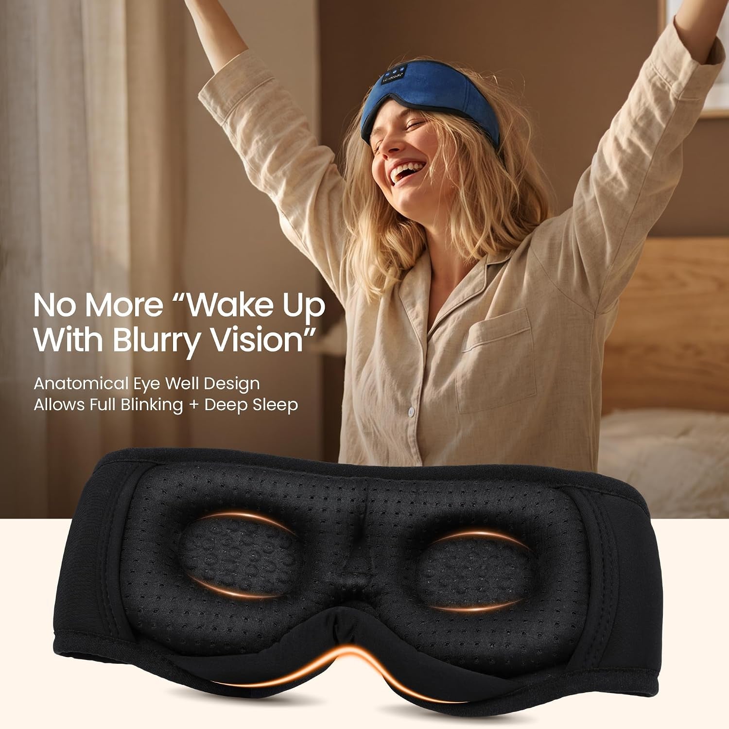 Sleeping Headphones Eye Mask, Sleep Mask with Bluetooth Headphones 3D Eye Mask Wireless Music Cotton Sleep Cover for Side Sleepers Nap Insomnia Air Travel Meditation Gifts for Unisex