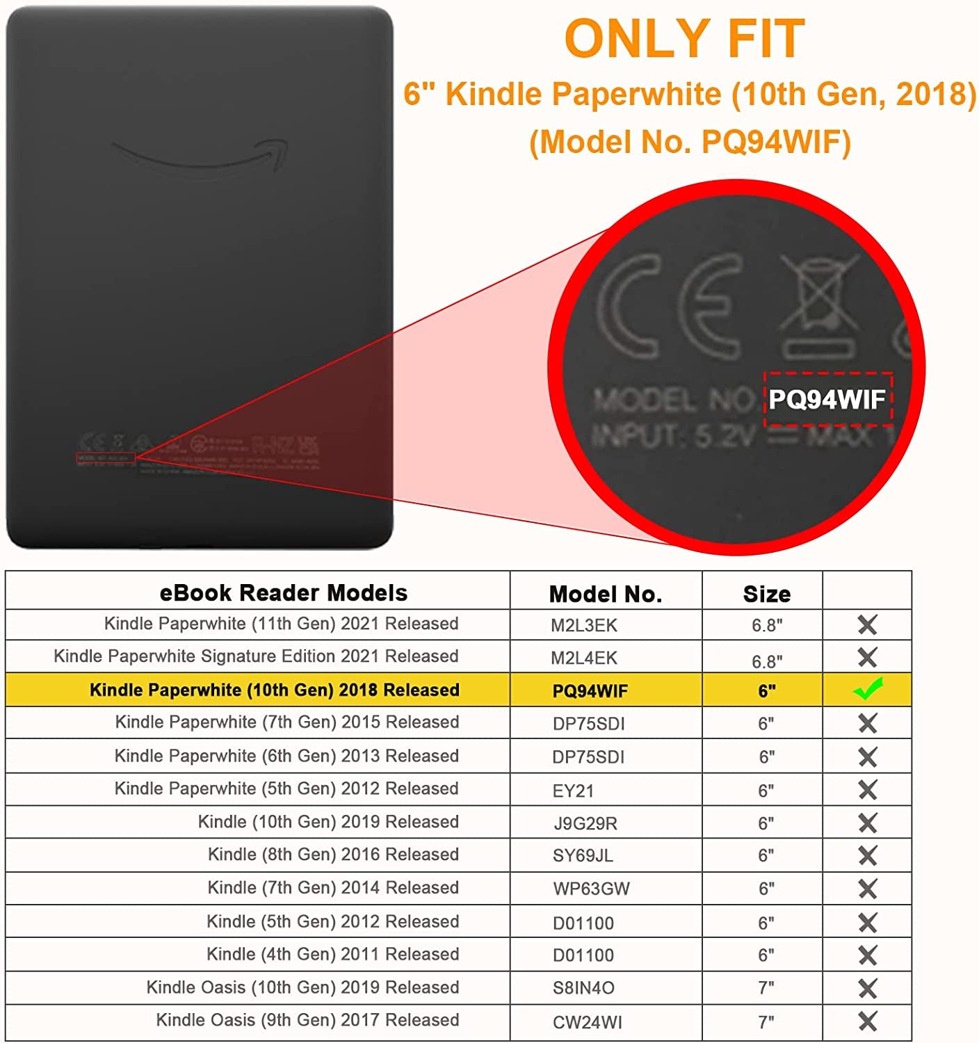 Slimshell Case for 6" Kindle Paperwhite 10Th Gen 2018, Starry Night | Slim Lightweight Cover, Premium PU Leather with Hard Back Shell, Magnetic Closure, Auto Wake/Sleep